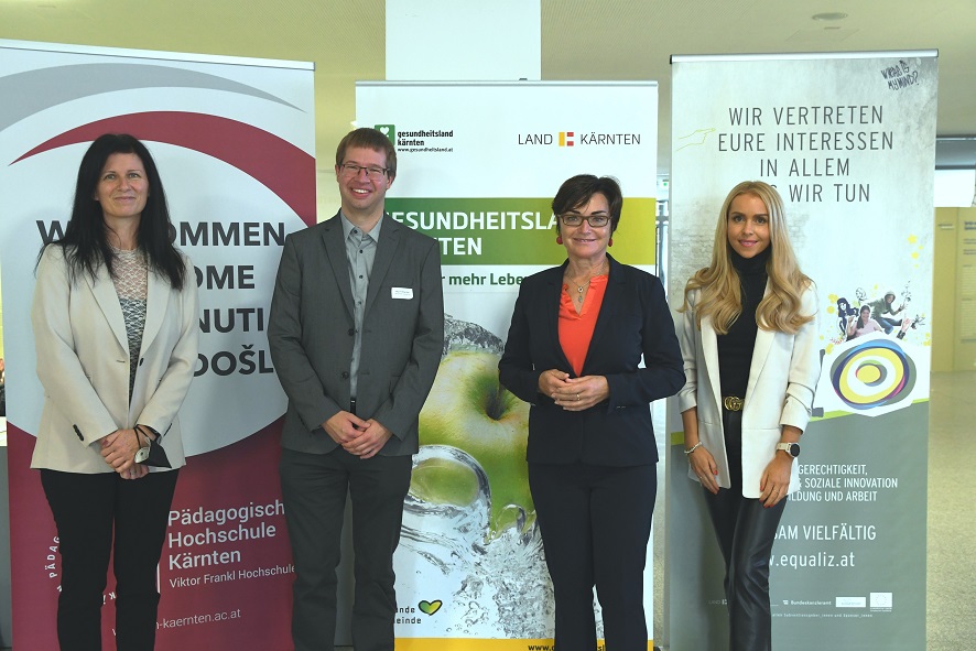 Sabine Strauß (PH-Kärnten), Michael Zeiler (MedUni Wien), LHStv.in Beate Prettner, Sarah Pucker (Gesundheitsland Kärnten)